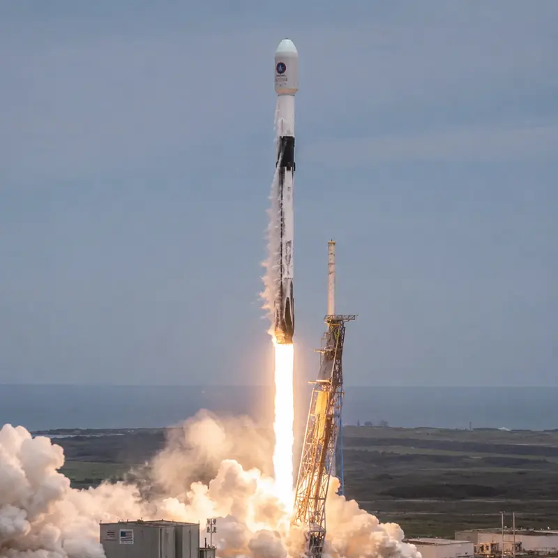 A rocket launching from Earth